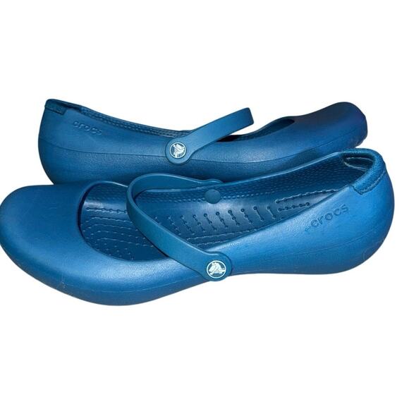 Crocs Alice Work Blue Mary Jane ballet Flats, women’s Size 8 EUC - Picture 2 of 3